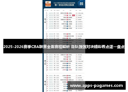 2025-2026赛季CBA联赛全面赛程解析 各队强强对决精彩看点逐一盘点