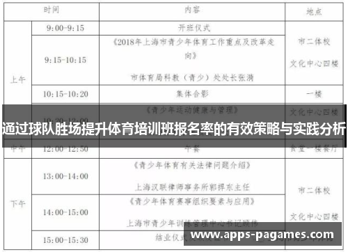 通过球队胜场提升体育培训班报名率的有效策略与实践分析